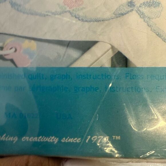 Vintage Janlynn Baby Easter Sleepy Bubby Quilt Cross Stitch 34x43" Finished - Picture 9 of 9